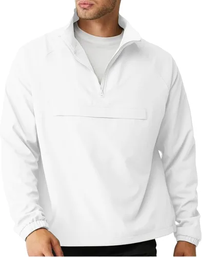 Aulemen Suéter casual con cremallera de un cuarto para hombre, chaqueta ligera atlética, para senderismo, golf, cuello alto falso con bolsillos