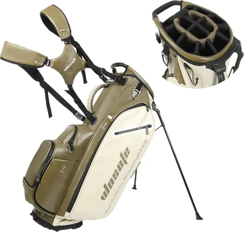 Vista 10 de WOSOFE PU Golf Bag with 6/14 Way Top Dividers Automatically Adjustable Dual Straps Elegant Design for Men Women Pu Golf Stand Bag with Multiple