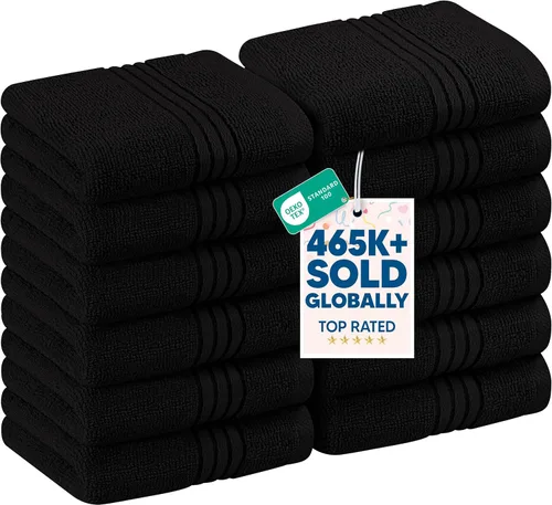 Vista 13 de Utopia Towels Juego de 12 paños de primera calidad, 12 x 12 pulgadas, 100% algodón hilado en anillo, altamente absorbentes y suaves al tacto