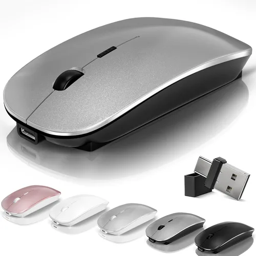 Vista 8 de Mouse para portátil inalámbrico Bluetooth - MacBook Air Mac Pro PC iPad óptico recargable silencioso ratón con interruptor de modo dual Jiggler