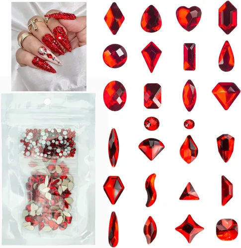 Vista 7 de Diamantes de imitación negros para uñas, 120 formas múltiples con parte trasera plana, gemas de cristales negros azabache + SS10 SS16 cuentas