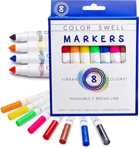 Vista 10 de Color Swell Broad Line Markers – Washable, Non-Toxic, Ideal for Kids, Students, Adults, and Classroom Activities