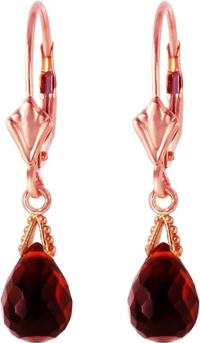 Vista 5 de Galaxy Gold GG Conjunto de joyas de oro macizo de 14 quilates collar con colgante de granate Briolette natural y aretes colgantes