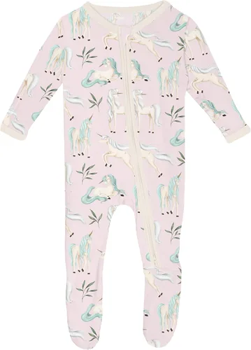 Vista 62 de KicKee Baby & Toddler - Pijama de viscosa ultrasuave de bambú con patas abatibles y puños