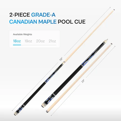 Vista 5 de PEARSON Cues Prestige Series Pool Cue – 58” Maple Wood, Low-Deflection Shaft, Quick Release Joint – Professional Billiard Stick for Tournament Play