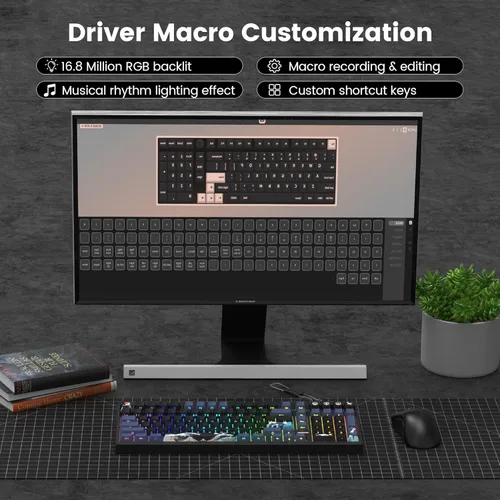 Vista 7 de Teclado inalámbrico para juegos QMKVIA, teclado mecánico, Bluetooth 5.02.4GHzUSB-C teclado programable con cable