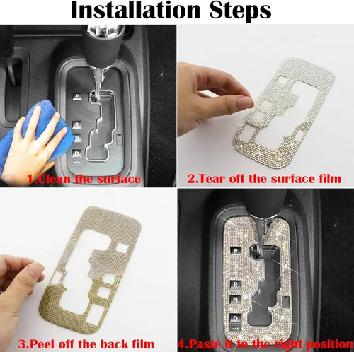 Vista 4 de SENSHINE Para Jeep Wrangler JK JKU Accesorios 2012 2013 2014 2015 2016 2017 2018 Bling Gear Shift Box Frame Cover Trim Panel Sticker para mujeres