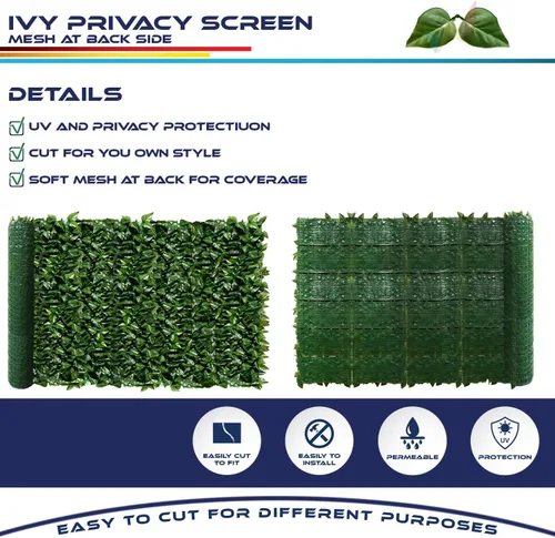 Vista 3 de Windscreen4less - Valla decorativa de hojas de hiedra artificial. Pantalla de la valla decorativa Laurel Leaf