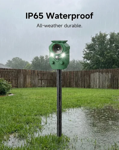 Vista 5 de 4 Pack Solar Deer Repellent Devices with Motion Sensor & Strobe Lights, Ultrasonic Cat Repellent Outdoor, Waterproof Animal Deterrent Repels Dog