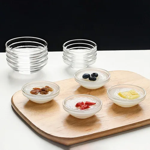 Vista 4 de Angoily Juego de 10 mini cuencos de vidrio transparentes apilables, cuencos de vidrio transparentes para preparación de cocina, postres, salsas