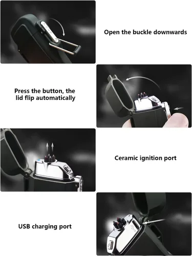 Vista 5 de SKRFIRE Encendedor de plasma para exteriores, resistente al viento, recargable, encendedor de arco eléctrico, encendedor de moda con cordón