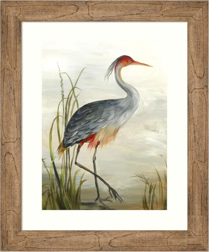 Amanti Art Framed Wall Art Print 24x20 Grey Heron by Aimee Wilson, Animals Wall Art, Rustic Farmhouse Decor, Small Poster Painting Artwork for