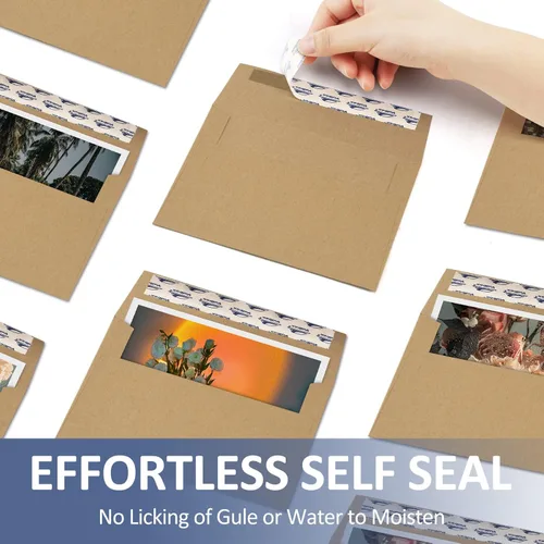Vista 4 de ValBox Sobres de invitación A1, 100 unidades – 3.5 x 5 pulgadas, sobres marrones autosellantes para invitaciones, bodas, baby shower, tarjetas