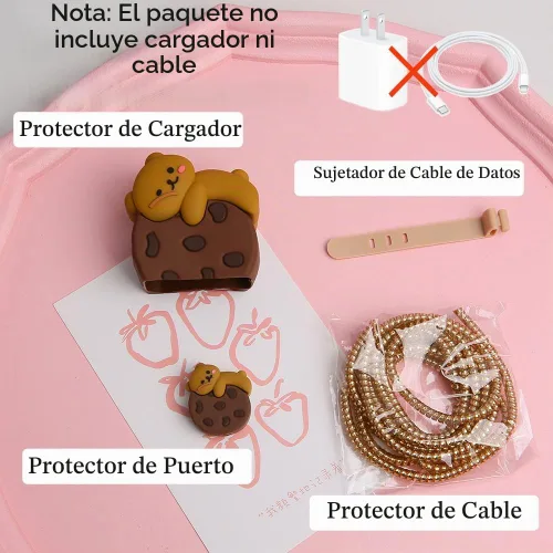Vista 2 de Funda de Cargador Compatible con iPhone Adaptador de Corriente USB-C de 20W Cargador Diseño de Dibujos Animados Lindo en 3D Funda de Cargador KT005