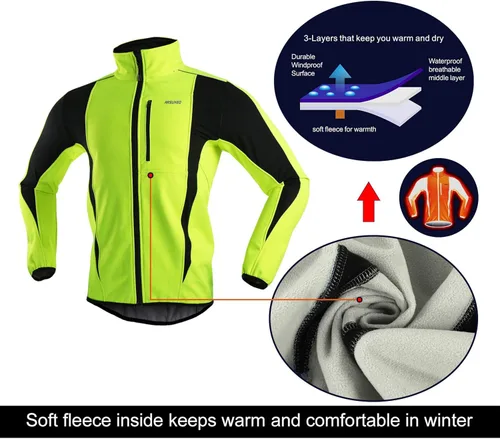 Vista 4 de Chaqueta térmica para ciclismo tejido Softshell resistente al viento impermeable 15K de ARSUXEO