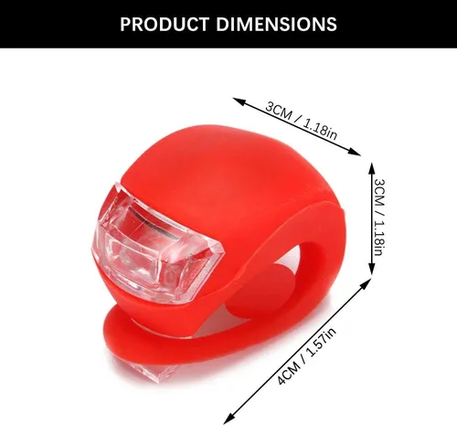 Vista 6 de Juego de 10 luces de silicona para bicicleta, luces LED impermeables con clip para bicicleta, luces delanteras y traseras para seguridad