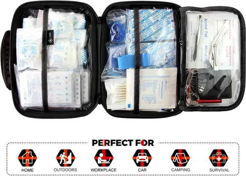 Vista 2 de SHBC Kit de primeros auxilios impermeable (228 piezas) con todos los suministros básicos o avanzados que necesitas. Adecuado para emergencias