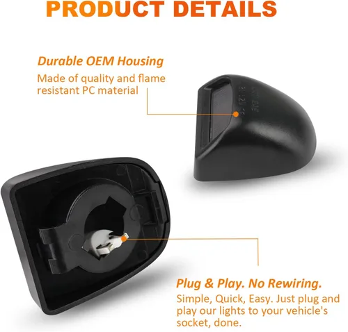 Vista 7 de Bestview Carcasa LED para placa de matrícula negra, conjunto de lámpara de etiqueta de repuesto compatible con Chevy Silverado GMC Sierra Avalanche