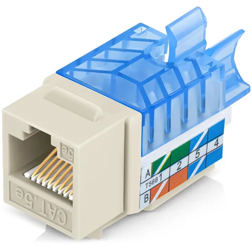 Vista 224 de Everest - Paquete de 50 conectores Keystone RJ45 Cat6 en ángulo de 45°, color blanco, conectores RJ45 hembra de perfil delgado, conector Keystone