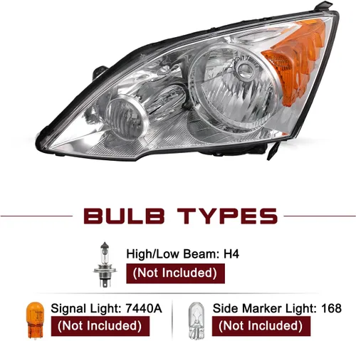 Vista 2 de JSBOYAT Conjunto de Faros Delanteros Par de Repuesto para Honda CR-V 2007-2011, Carcasa Cromada con Reflector Ámbar