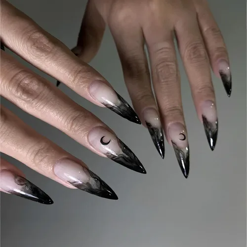 Vista 44 de Paquete de 6 144 uñas acrílicas de Halloween a presión, uñas postizas reutilizables de cobertura completa, uñas postizas adhesivas con pegamento