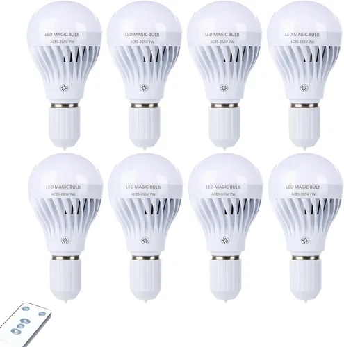 Vista 13 de BSOD Bombillas recargables con control remoto, bombillas LED E26 de luz cálida, bombillas de batería USB, bombillas regulables de emergencia