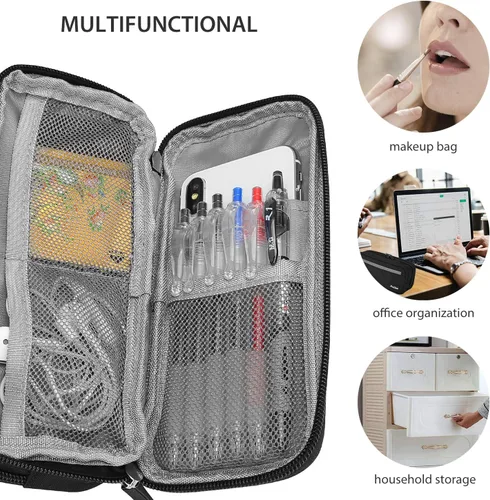 Vista 6 de Procase Estuche para lápices de doble compartimento, estuche compacto con múltiples bolsillos, duradero y repelente a la suciedad, niños o niñas