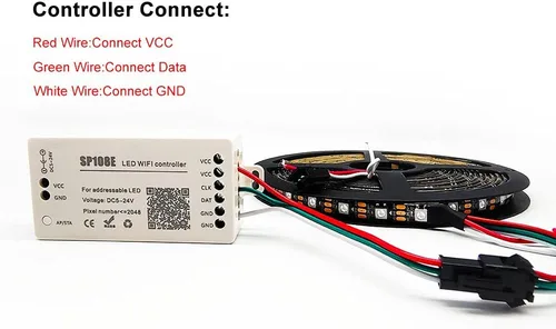 Vista 6 de WS2812B WS2812 IndividuaIIy Dirección RGB Led Tira de Luz 65.6 ft Kit DC5V Transformador Led Power SuppIy SP108E Control WiFi