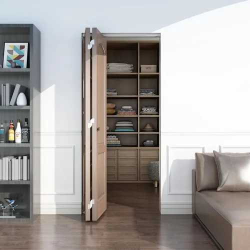 Vista 7 de JUBEST Herrajes para puerta plegable de 24", herrajes para puerta plegable deslizante tipo granero para 2 puertas (12" cada una), kit de herrajes