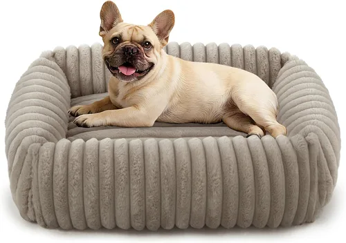Vista 24 de FURTIME Cama para perros de tamaño mediano, cama ortopédica lavable para mascotas con funda extraíble, rectangular, suave, relajante, para Beige