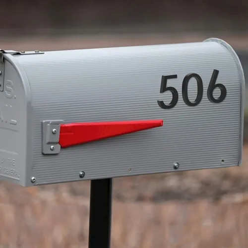 Vista 4 de Números de buzón autoadhesivos, calcomanías de número de dirección de puerta para oficina, efecto 3D elevado, cromado