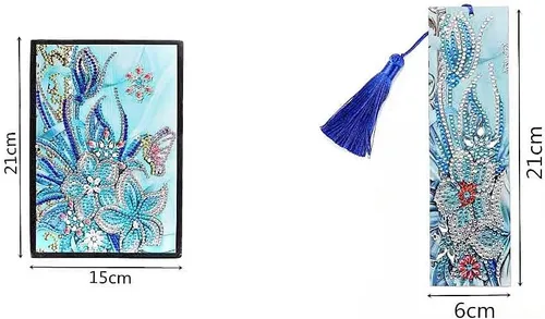 Vista 5 de Generic 5D Diamond Painting Notebook and Bookmark Kits Butterfly Among Flowers Cover Leather Special Shaped Journal Sketchbook Crystal Diamond Art