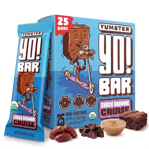Yo! Bar by Bearded Brothers - Barra vegana orgánica para niños, chocolate (25 barras), sin gluten, paleo y enteros 30 | Sin soja, sin OMG, bajo