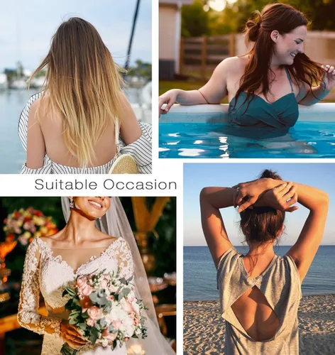 Vista 5 de Wingslove - Brasier adhesivo de realce, reutilizable, sin tirantes, autoadhesivo, invisible, para vestido sin espalda