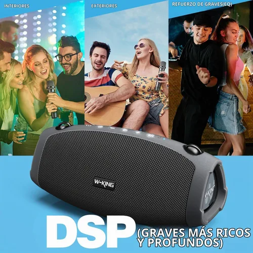 Vista 4 de W-KING Altavoces Bluetooth portátiles con micrófono inalámbrico, (pico de 120 W) 70 W altavoz para exteriores Bluetooth inalámbrico impermeable