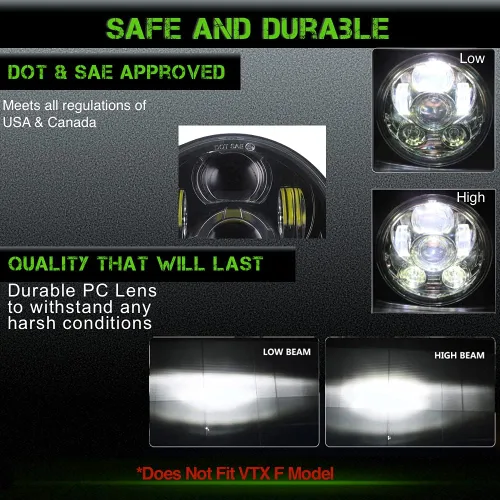 Vista 3 de SLK-Lights VTX 5 3/4 pulgadas LED Daymaker Kit de faros delanteros negros - Soporte y hardware - Plug & Play - Compatible con modelos Honda VTX 1300