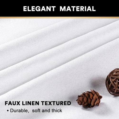 Vista 111 de PrinceDeco Cortinas con textura de lino 100% opacas de 64 pulgadas de largo, juego de 2 paneles de cortinas de lino opacas con forro aislante Arena