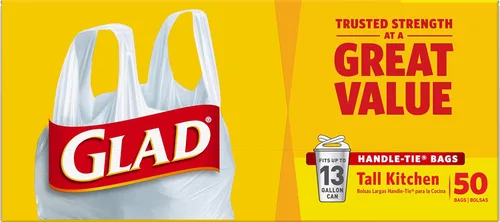 Vista 12 de Glad Bolsas de basura altas de cocina de 13 galones, bolsas de basura sin perfume, lazo de asa, 50
