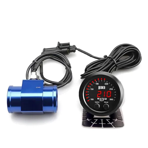 Vista 17 de Medidor universal de temperatura del agua de 2.047 in con alarma y sensor de 1/8 Npt Medidor digital para automóvil, pantalla roja, temperatura