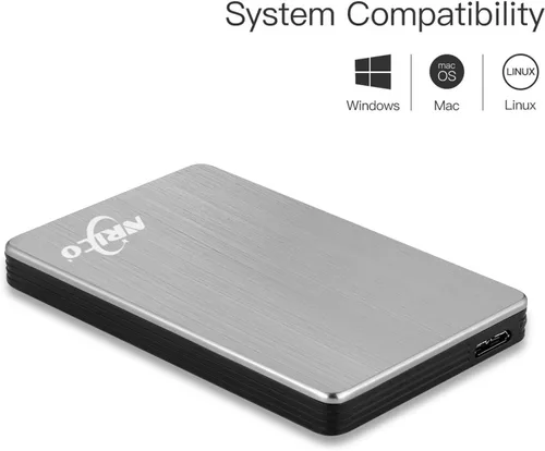 Vista 2 de NRICO Disco duro externo portátil de 320 GB USB 3.0 HDD de 2.5 pulgadas de almacenamiento compatible con PC, Mac, escritorio, PS4 (320 GB, gris)