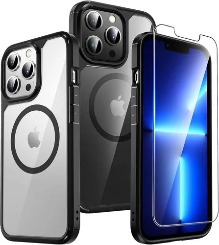 Vista 25 de TAURI Funda magnética 5 en 1 diseñada para iPhone 13 para iPhone 14, [compatible con MagSafe] con 2 protectores de pantalla + 2 protectores de lente
