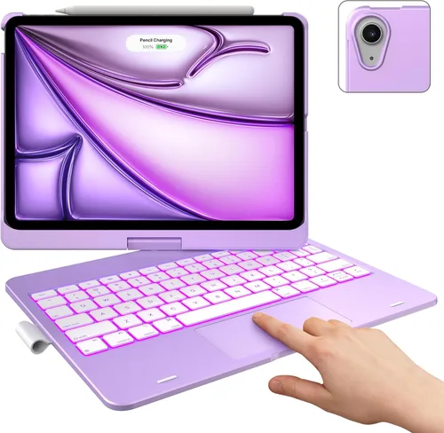Vista 8 de typecase Funda con teclado táctil con trackpad para iPad Air de 11 pulgadas (M3 2025 / M2 2024) 2024: rotación de 360° - retroiluminación de 11