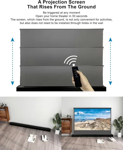 Vista 5 de VIVIDSTORM desde 2004, pantalla de proyección de suelo con elevación motorizada, rechaza la luz ambiental, para proyector normal de enfoque largo