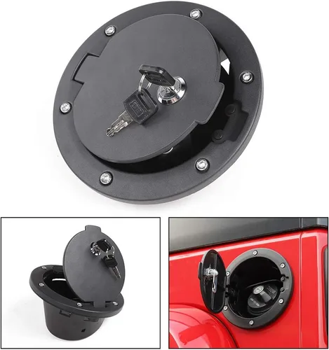 Vista 7 de Cubierta de Puerta de Combustible JeCar Tapa de Gasolina con Candado para Jeep Wrangler JK y Unlimited 2007-2018