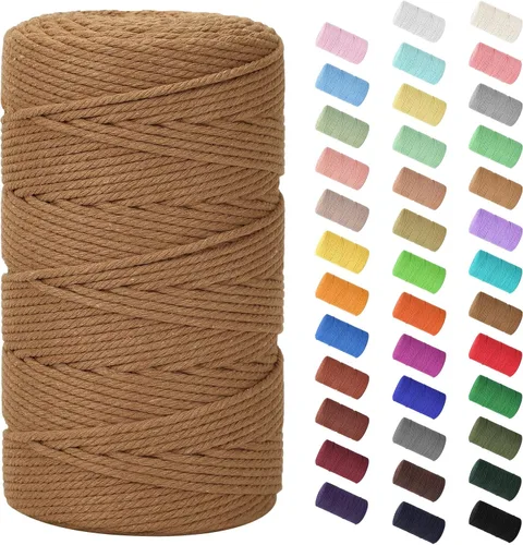 Vista 23 de Cuerda de macramé de 0.079 in x 220 yardas (656 pies), cuerda de algodón natural para colgar en la pared, ganchos de plantas, manualidades, Verde