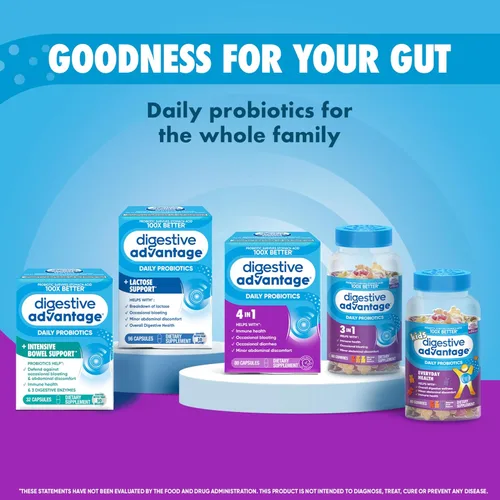 Vista 7 de Cápsula probiótica diaria – Digestive Advantage 30 cápsulas, sobrevive 100 veces mejor, disminuye la hinchazón, el calcio, promueve la salud