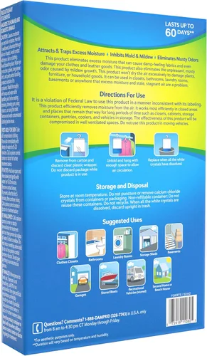 Vista 3 de Absorbente de humedad para colgar sin fragancia de 14 oz, paquete de 6