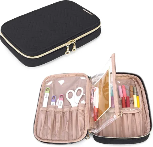 Yarwo Estuche de transporte compatible con el juego de herramientas Cricut, bolsa organizadora de accesorios para bolígrafos de manualidades y Negro