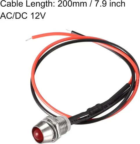 Vista 2 de uxcell Luces indicadoras de señal LED AC/DC 24V 0.315 in montaje en panel de metal Shell lámparas de advertencia rojo, amarillo, azul, verde