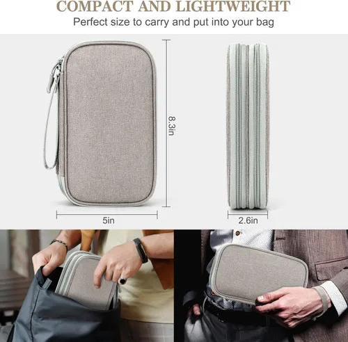 Vista 207 de FYY Organizador para accesorios electrónicos, para viajes, para cables, celular y cargadores, estuche portátil, impermeable, doble capa, bolsa